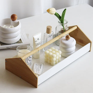 Bamboo Handle Storage Tray  House Motif