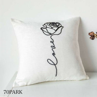 Motif Line Drawing Embroidery Simple Cushion Cover  6 Types