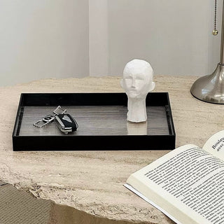 Black Acrylic Clear Stripe Pattern Tray Storage