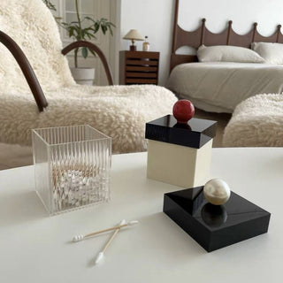 Pearl Lidded Cosmetic Cube Case  Small Item Storage