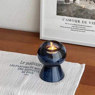2way Blue Glass Candle Holder Vase