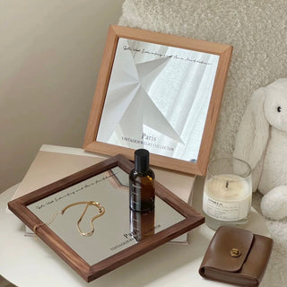 Wood Frame Square Lettering Mirror  Mirror Tray Art