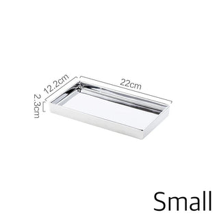 Metallic Silver Ceramic Rectangular Tray  2 Sizes