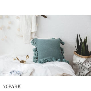Tassel Pom-Pom Knit Cushion Cover