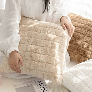 Faux Fur Grid Cushion Cover  45 x 45 cm