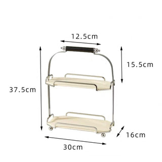 Stainless steel and acrylic two-tier storage rack with handlesin .