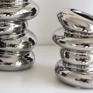 Silver-colored ceramic flower vase