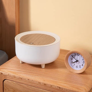Wood-look x White Desktop Dustbin with Lid