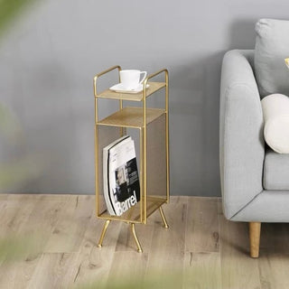 Iron Mesh Storage Magazine Rack Side Table