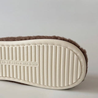 Striped Boa Fur Open Slippers   3 Sizes  Indoor Room Shoes