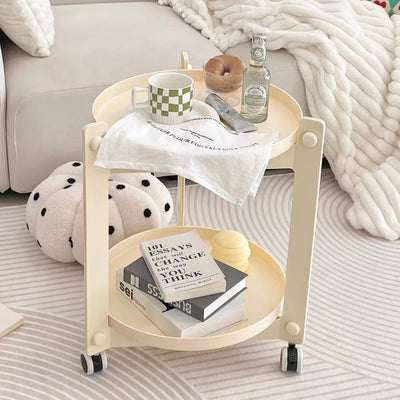 Round Tray Tier Side Table Storage Wagon