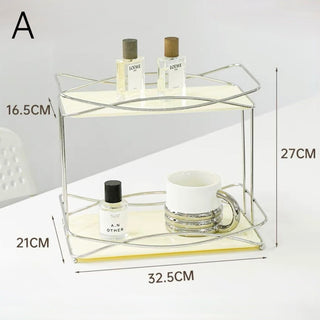 Stainless Steel Cross Frame Two-Tier Storage Rack   Cosmetic Storage