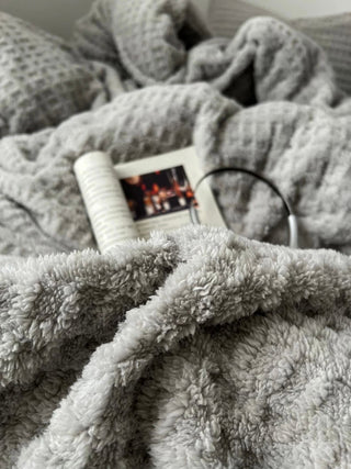 Gray Thick Milk Fleece Winter Duvet Cover Set