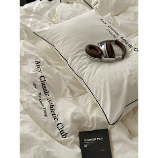Plain Piping Lettering Duvet Cover Set