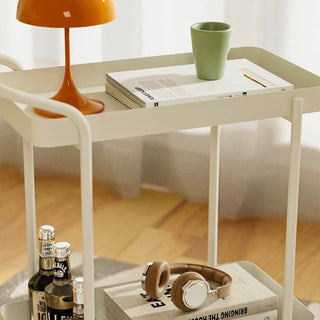 Handle Castered Iron Two-Tier Side Table