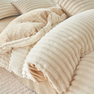 FauxFur Stripe Two-Tone Winter Duvet Cover Set 2 Sizes