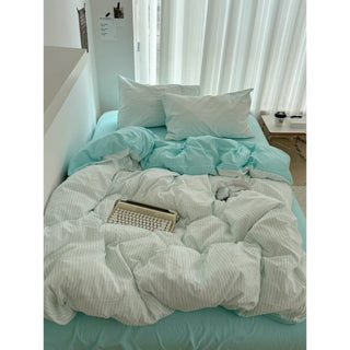 Blue pinstripe pattern duvet cover set bed cover all seasons year-round