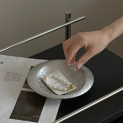 Disc-shaped ceramic accessory trayin  small item tray