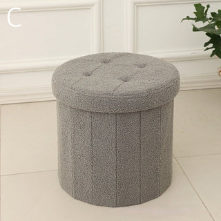 Foldable Boucle Round Storage Stool   in   Ottoman Stool Storage Storage Box