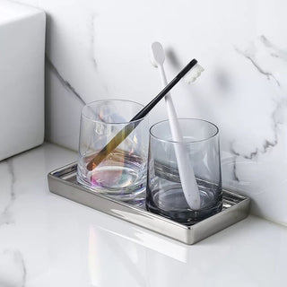 Metallic Silver Ceramic Rectangular Tray  2 Sizes