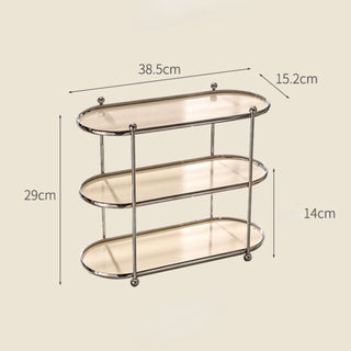 Silver Frame Oval Three-Tier Storage Rack