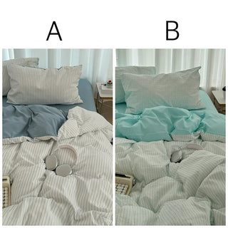 Blue pinstripe pattern duvet cover set bed cover all seasons year-round