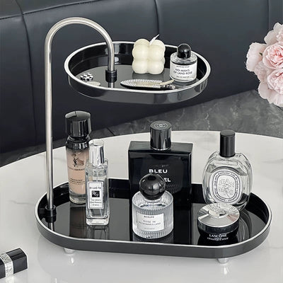 Top Slide Oval Two-Tier Tray   Cosmetics Storage Perfume Storage Tray