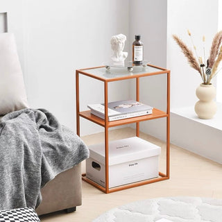 Iron Glass Storage Side Table