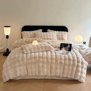Light Beige Fluffy and Soft Duvet Cover Set 2 Sizes  Bed Cover Bedding Cover