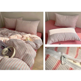 Mixed Color Stripe Cotton Duvet Cover Set  All Season