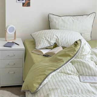 Stitch Color Stripe Cotton Duvet Cover Set