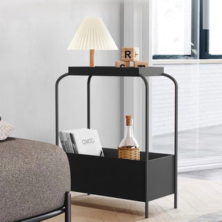 Monochrome Iron Storage Side Table  Slim