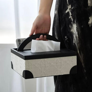 Leather Jacquard Multifunctional Tissue Case   Remote Control Storage Small Item Holder