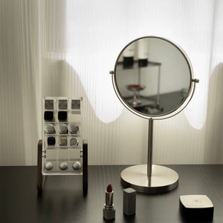 Adjustable Angle Round Tabletop Stand Mirror Silver Mirror