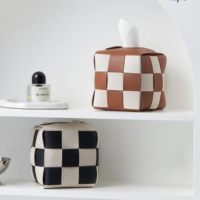 Checkerboard Pattern Braided Cube Tissue Case