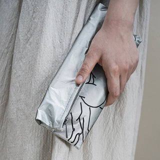 Body Nuance Art Cosmetic Storage Flat Pouch  Silver
