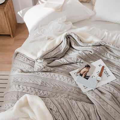 Cable Knit Boa Blanket  130 x 160 cm