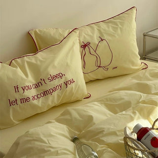 Piping Embroidery Washed Cotton Duvet Cover Set  Bed Cover