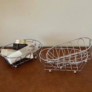 Silver wire oval basket storage basket for small items