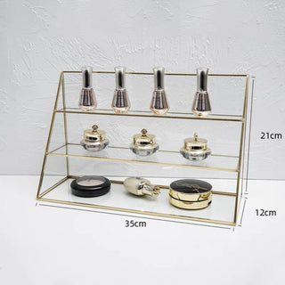 Gold Frame Clear Three-Tier Cosmetic Storage Rack