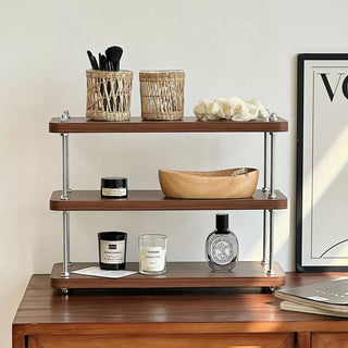 Wood Silver Three-Tier Storage Display Rack Perfume Storage
