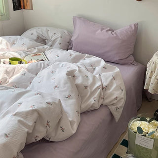 Flower Stripe Duvet Cover Set