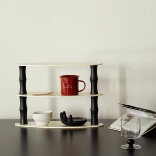 Monochrome Three-tiered storage wood display rack