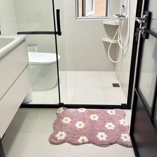 Wave Flower Absorbent Bath Mat 50x80 Door Entrance Mat Non-Slip