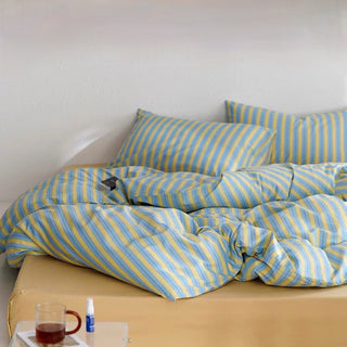 Blue and Yellow Stripe Duvet Cover Set