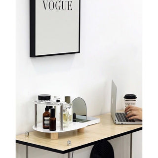 Acrylic Wood Wave Two-Tier Storage Rack  with Tray