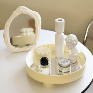 Lettering Legged Round Mirror Tray