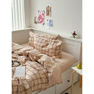 Orange Mix Check Pattern Duvet Cover Set 2 Sizes  All Seasons