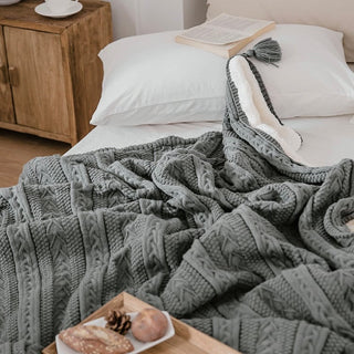 Cable Knit Boa Blanket  130 x 160 cm