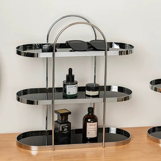 Silver Arch Frame Oval Three-Tier Storage Rack  Perfume Storage
